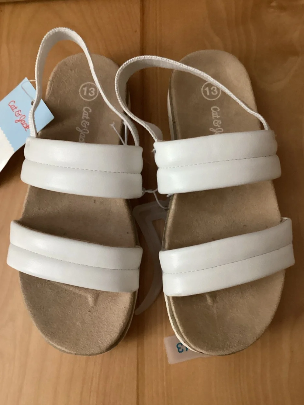 Cat & Jack White Double-Strap Girls' 13 Slingback Sandals